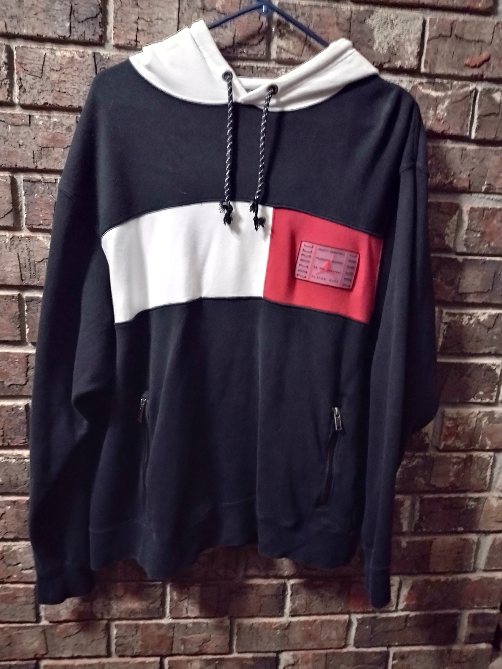 Air Jordan Legacy Retro Hoodie Mens Size L White BlK Red Bred Color Block Sports
